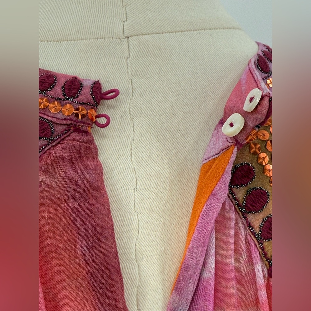 Zara Ombre Halter Maxi Pink Orange Flowing Chiffon Evening Summer Dress SZ XS - Picture 10 of 15